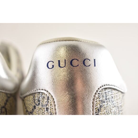 Gucci Ace GG Logo Supreme Canvas Beige Blue Silver Low Top Flat Sneaker G 14 15 - Picture 16 of 16